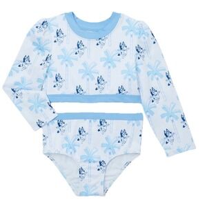 Bluey 2-piece Long Sleeve Rashguard swimsuit Swim lessons UPF 50+  2T Beach‎